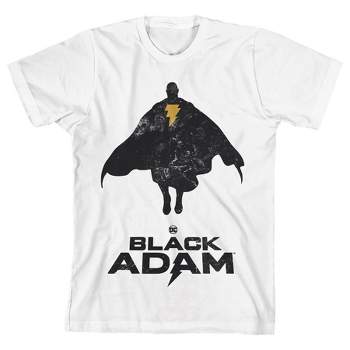 Black Adam Silhouette Image with Logo White T-Shirt Toddler Boy to Youth Boy
