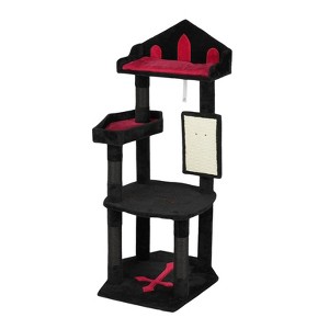 Angel Sar 49'' Gothic Cat Tree with Throne Bed & Coffin Perch, Black Cat Tower with Sisal Scratching Posts and Alien Toy for Indoor Cats - 1 of 4