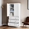 69.2" Tall Freestanding Bathroom Storage Cabinet with Doors & 3 Large Drawers, Adjustable Shelves,for Bathroom - Leovsnove - 3 of 4