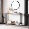 Console Table, Sofa Tables Narrow Entryway Table with Glass Shelf and Metal Frame, 41.5" Behind Couch Table Industrial Hallway Table , Rustic Grey - 2 of 4