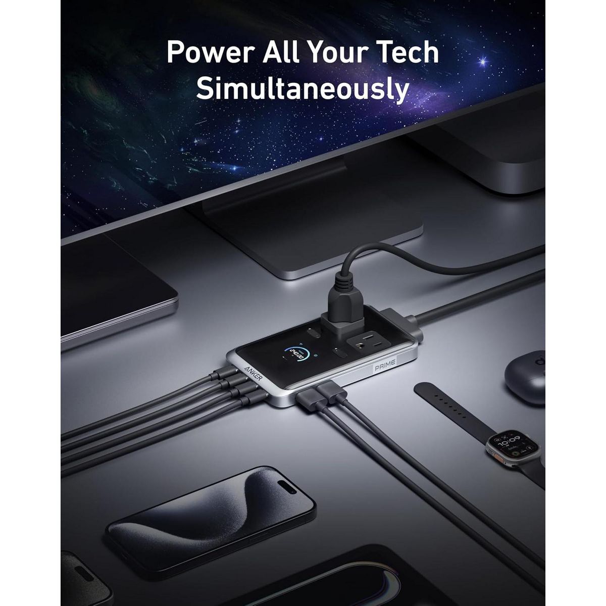 Anker Prime Charging Station, 240W 8-in-1 Power Strip, 5 ft Cord, 2 AC, 4 USB-C, 2 USB-A, for iPhone 15/14, MacBook, Home/Office - thumbnail 3