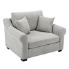 Polibi Oversized Chenille Armchair with Wide Curved Armrests - 3 of 4