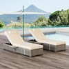 Outdoor Chaise Lounge Chairs Set of 2 with 5-Position Adjustable Backrest and Cushions for Patio Beach Deck Backyard, Grey and Beige - 3 of 4