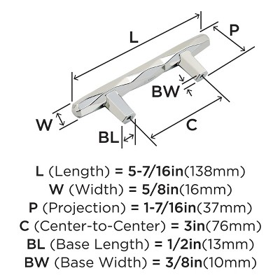 Polished Nickel Modern Bar Cabinet Pull with Mounting Hardware