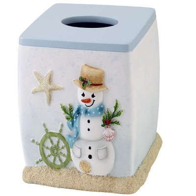 Coastal Snowman Hand-Painted Resin Tissue Box Cover