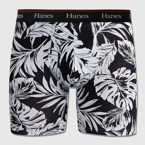 Hanes Originals Premium Men's Floral Print Boxer Briefs - White