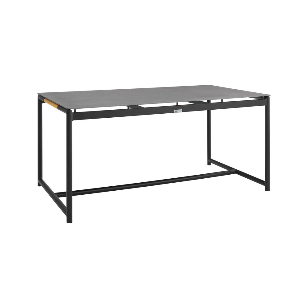 Crown Outdoor Aluminum & Teak Rectangular Dining Table - Black - Armen Living