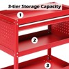 Karl Home 3-Tier Rolling Tool Cart in Red - 4 of 4