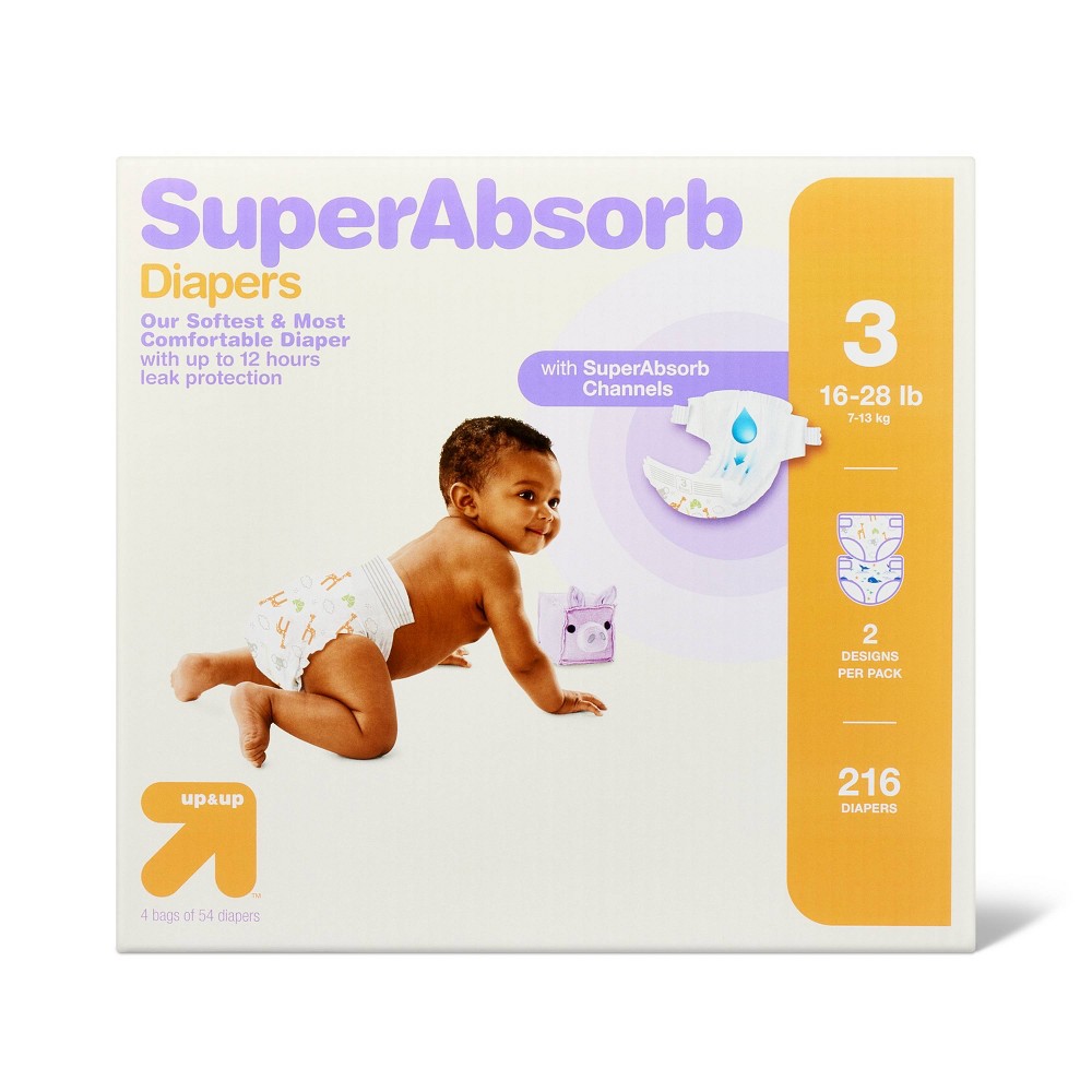 Photos - Baby Hygiene Disposable Diapers Economy Pack - Size 3 - 216ct - up & up™