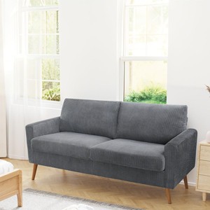 Dyonery 68" Loveseat Comfy Sofa with Spring Cushion, Solid Wood Frame, Tool-Free Assembly, for Living Room, Bedroom, Office, Corduroy - Green - 1 of 4