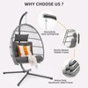 Hanging Egg Swing Chair with Stand, Patio Wicker Hammock Egg Swing with Cushion for Bedroom Garden Indoor Outdoor (Gray) - 4 of 4