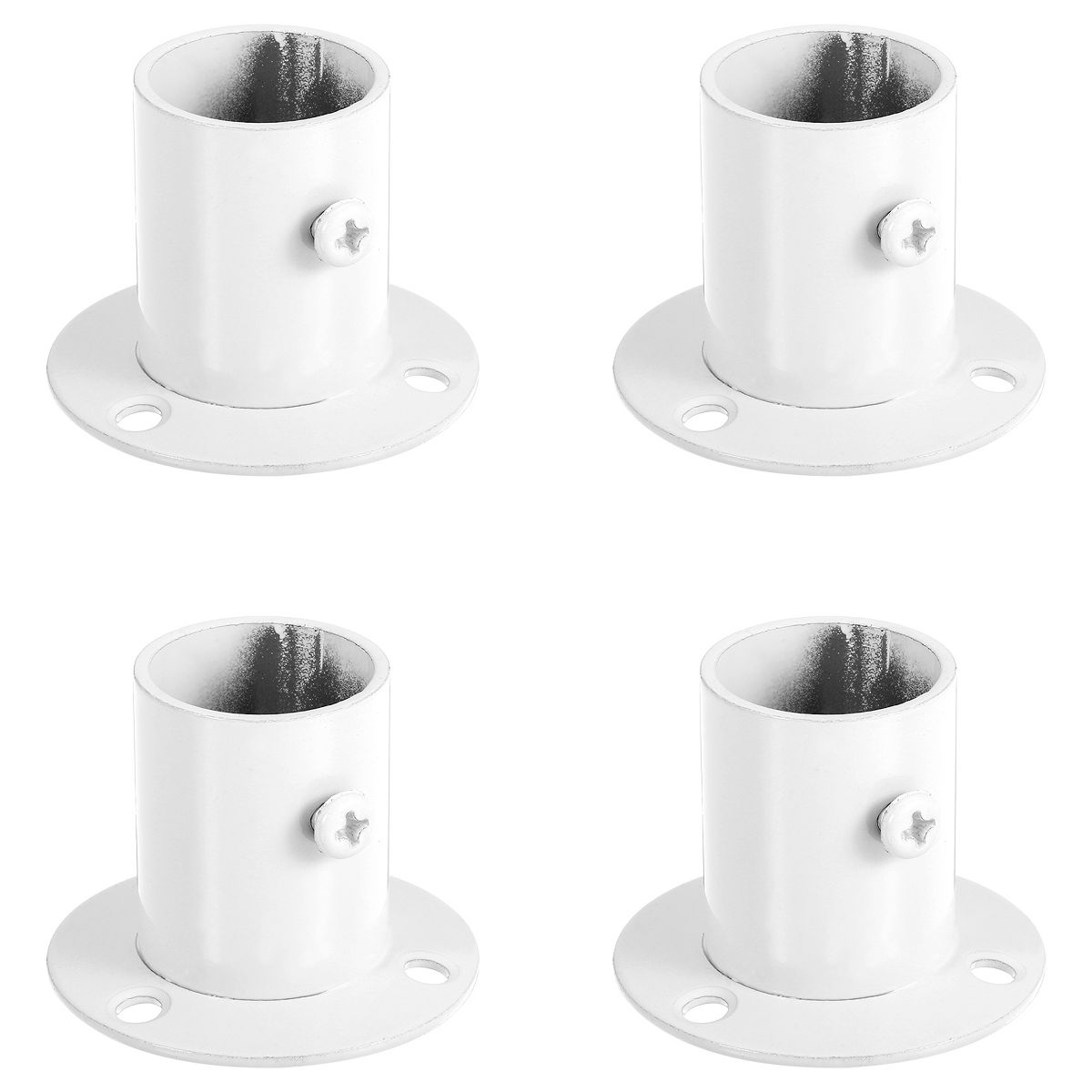 Unique Bargains Wall Mount Pole Sockets Flange Holder Closet Curtain Rod Bracket 4 Pcs - thumbnail 5