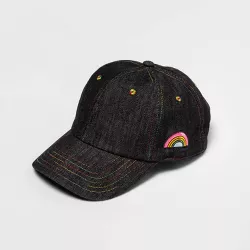 Pride Embroidered Rainbow Baseball Cap - Black