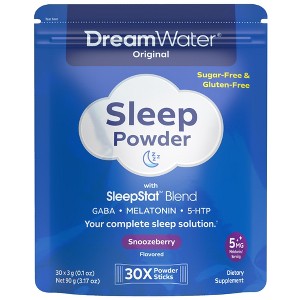 Dream Water Sleep Powder - Sugar-Free,GABA,Melatonin,5-HTP,Snoozeberry,30-Count - 1 of 4