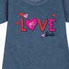 Girls' - Barbie - Patterned Love Graphic Short Sleeve Fleece Dress - 2 of 4