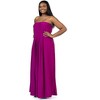 24seven Comfort Apparel Plus Size Pleated A Line Strapless Maxi Dress With Pockets - 2 of 4