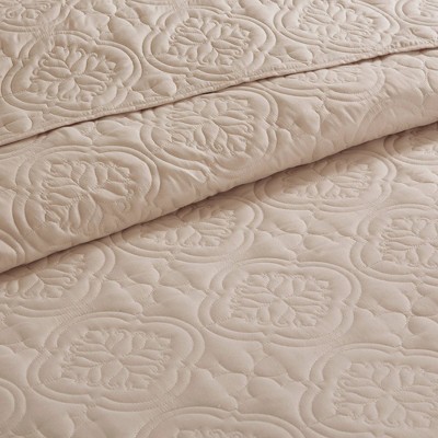 Khaki Full Microfiber Reversible Bedspread Set