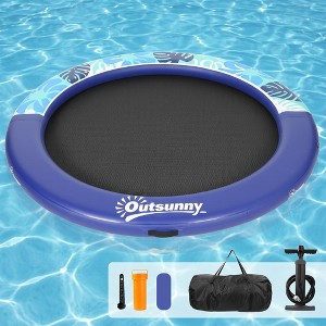 Outsunny 8FT Inflatable Water Hammock, Round Floating Ring, Inflatable ...