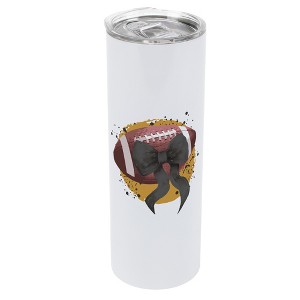 Elanze Designs 20 Ounce Stainless Steel On the Go Travel Tumbler With Push Top Lid, Football With Black Bow - 1 of 1