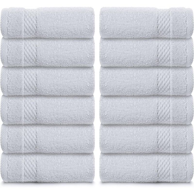 White Classic Luxury 100% Cotton Washcloths Set of 12 - 13x13", 2 of 6