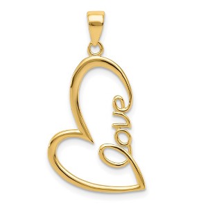 Black Bow Jewelry 14k Yellow Gold Love Heart Pendant, 15mm - 1 of 4