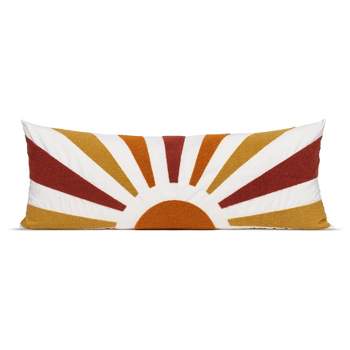 Sweet Jojo Designs Gender Neutral Body Pillow Cover (Pillow Not Included) 54in.x20in. Boho Sun Ray Yellow Red Orange