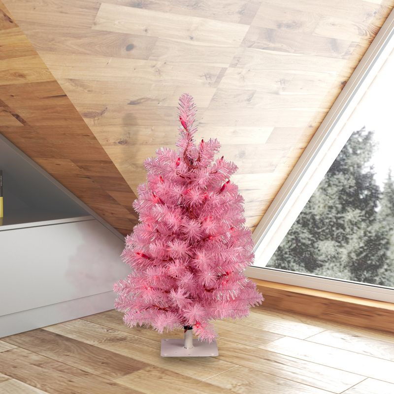 Vickerman Pink Pine Artificial Christmas Tree, 4 of 5