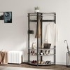 Corner Hall Tree With Shoe Bench Entryway, Corner Coat Rack With 6 Double Hooks, Corner Clothes Rack With Corner Tree With Shoe Bench Shelf - 4 of 4