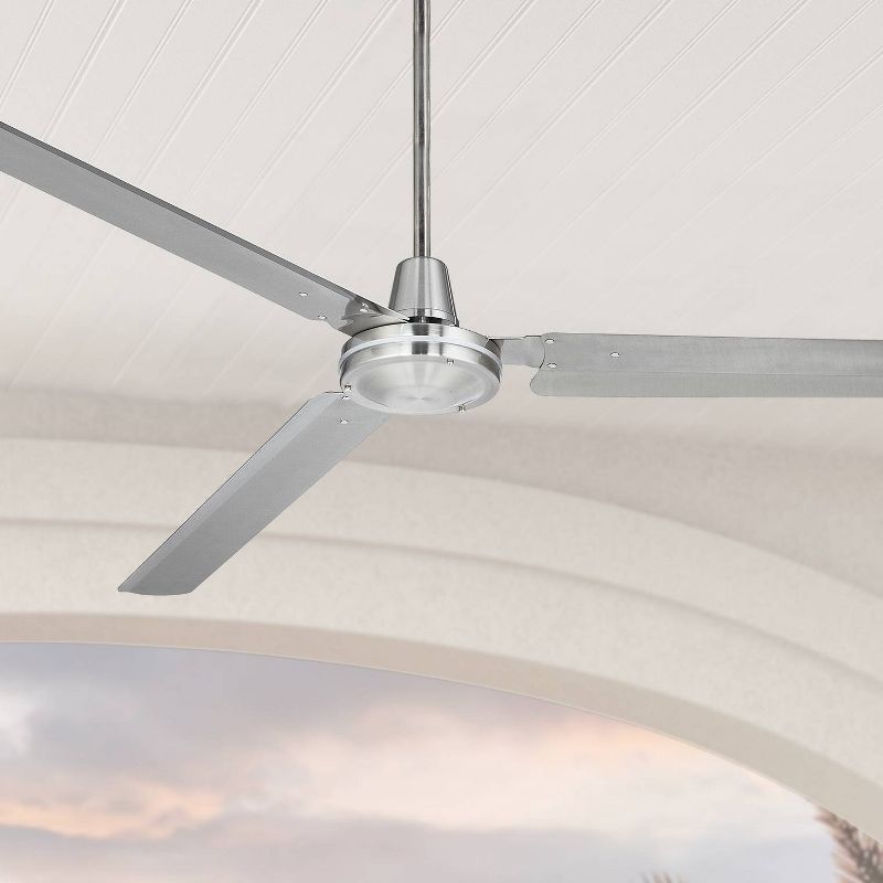72" Casa Vieja Velocity Modern Industrial 3 Blade Indoor Outdoor Ceiling Fan Brushed Nickel Damp Rated for Patio Exterior House Home Porch Gazebo Barn, 3 of 11