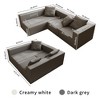 110" L-Shaped Modular 3-Seater Sectional Sofa, Grey Corduroy Boneless Couch with Deep Seat and Movable Ottoman, Comfy Cloud Sofa No Assembly Required - 3 of 4
