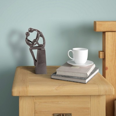 Elegant Dark Brown Cast Iron Mother and Child Sculpture