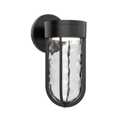 Modern Black LED Wall Sconce with Rounded Metal Frame