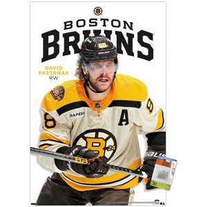 Trends International NHL Boston Bruins - David Pastrnák Feature Series 24 Unframed Wall Poster Print Clear Push Pins Bundle 22.375" x 34" - 1 of 4