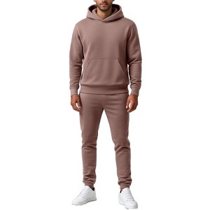 Galaxy Essentials Men’s Relaxed Fit  Heavyweight Fleece Pullover Hoodie & Sweatpants Jogging Set - 1 of 3