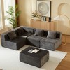 GDFStudio Hawthorne Modern 5-Seater Corduroy Upholstered L-Shaped Sectional Sofas - 2 of 4