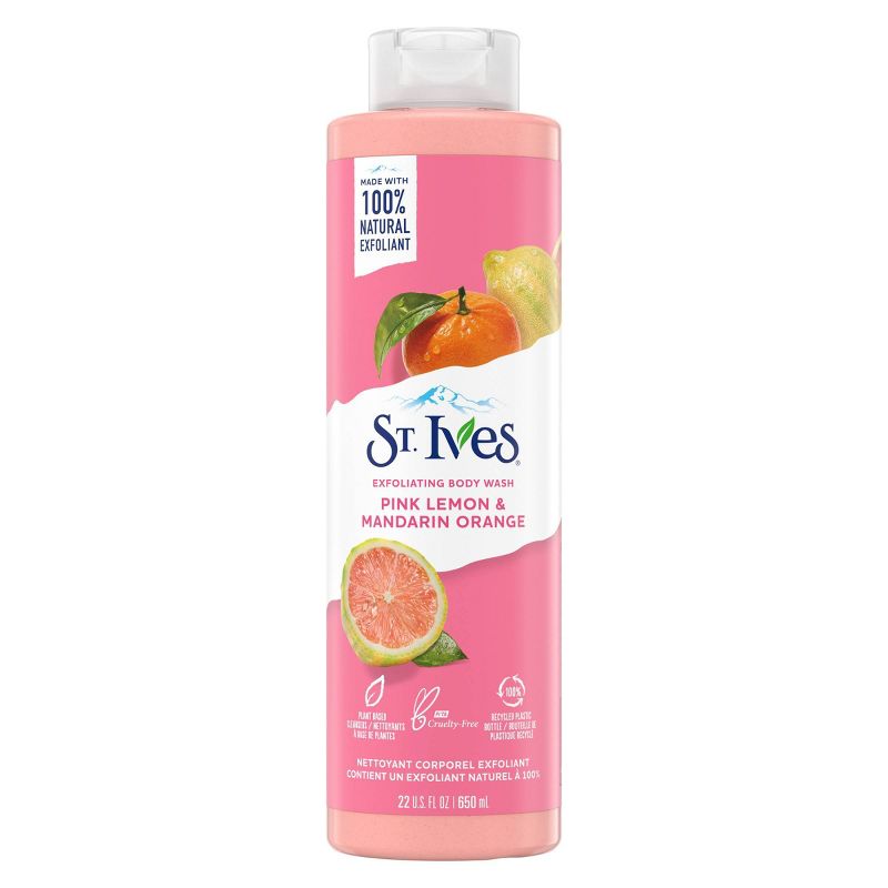 St. Ives Pink Lemon &#38; Mandarin Orange Plant-Based Natural Body Wash Soap - 22 fl oz, 1 of 18