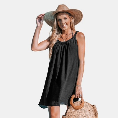 Women's Loose Scoop Neck Mini Cover-Up Dress - Cupshe