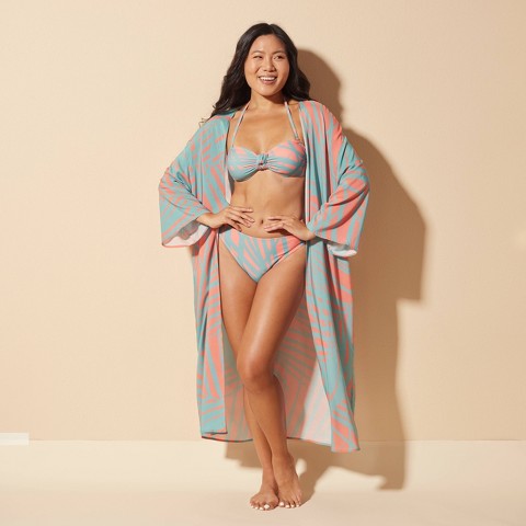 Shade & Shore Women's Long Kimono Cover Up Top - Shade & Shore™ Turquoise Blue S/M