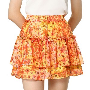 INSPIRE CHIC Women's Summer Floral Tiered Ruffle Cute Mini Skirt - 1 of 4