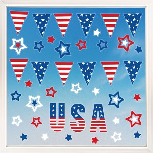 Big Dot of Happiness Stars & Stripes Window Clings, Reusable Patriotic Window Sticker, Red, White & Blue Decals, 4th of July Static Clings USA Decor - 1 of 4