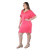 24seven Comfort Apparel Plus Size Solid Color Loose Fit V Neck T Shirt Style Knee Length Dress - 2 of 4