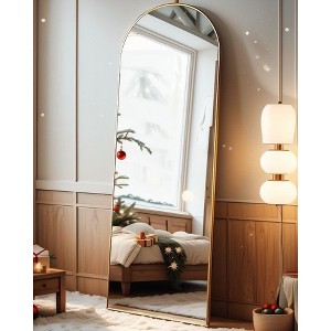 Arched Mirror - Full Length, Standing or Wall Mounted, 58"18", Aluminum Frame - Gold - 1 of 4