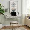 Royal Hampton Writing Desk with 2 Drawers and Faux Marble Top, Gray - 2 of 4