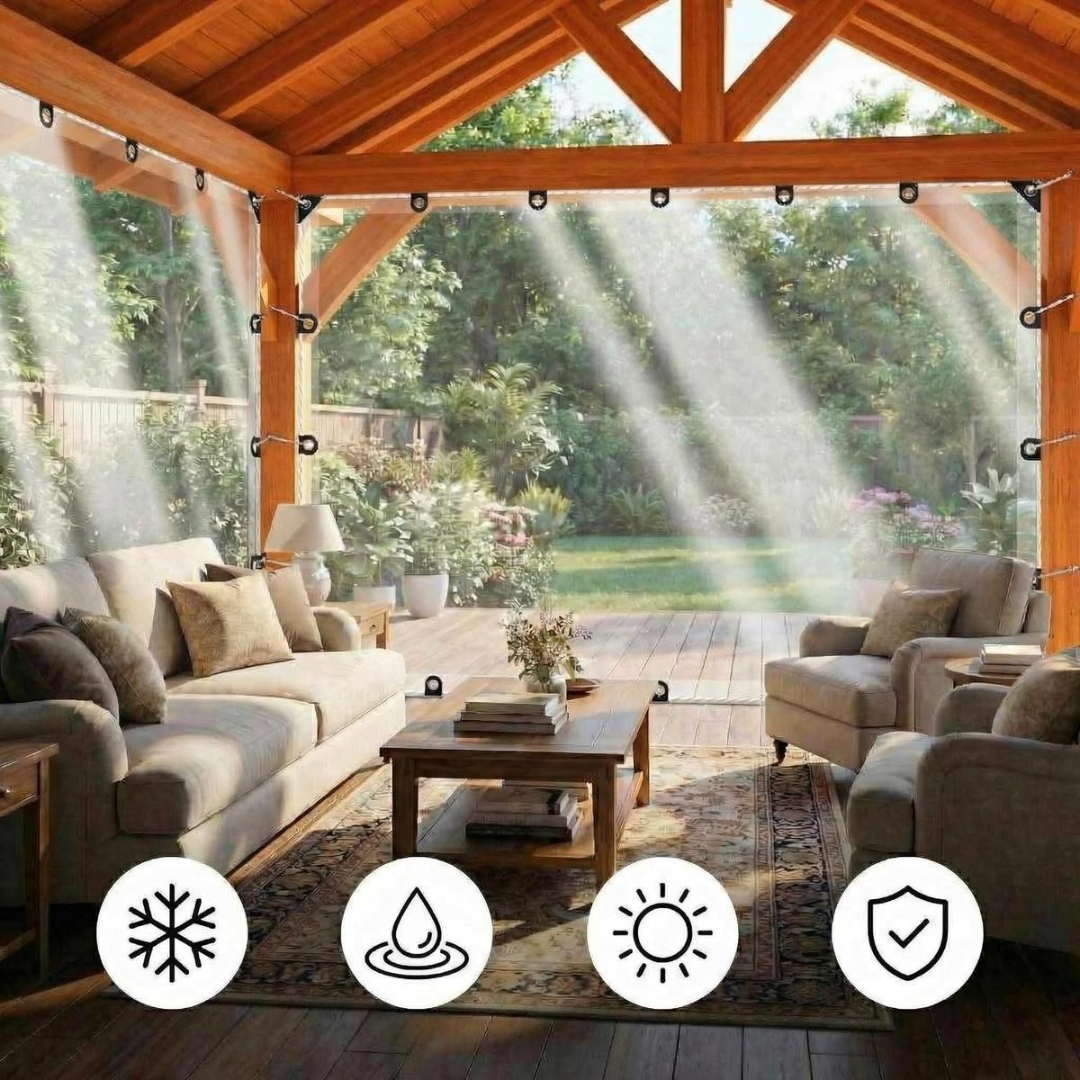 Clear Heavy Duty Waterproof Vinyl Tarp – Transparent Weatherproof Tarpaulin, Reinforced Grommets, High Light Conduction, Durable Cover - thumbnail 7