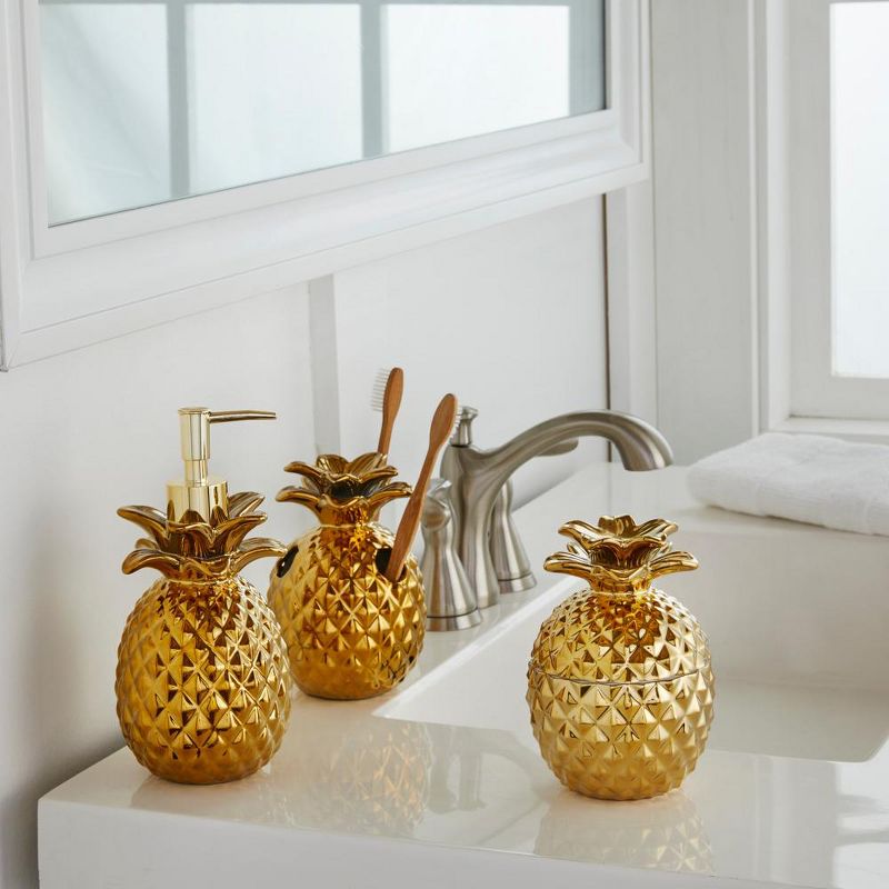 SKL Home Gilded Pineapple Cotton Jar - Gold 5.71x3.96x3.96, 5 of 7
