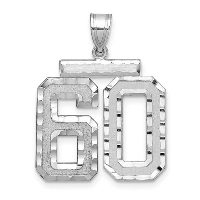 Black Bow Jewelry 14k White Gold, Varsity Collection, Large D/C Pendant, Number 60