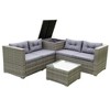 4-Piece Outdoor Wicker Rattan Conversation Set, Patio Sectional Sofa Set with Tempered Glass Coffee Table and Storage Box 4M - ModernLuxe - 4 of 4
