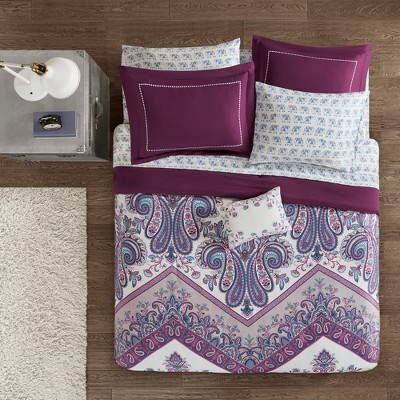 7pc Twin Allura Complete Bed and Sheet Set Purple