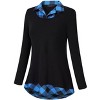 Clearlove Women's Casual Contrast Collar Shirt Long Sleeve Slim Fit Tunics Top - 3 of 3