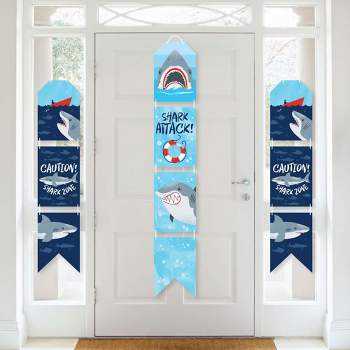 Big Dot of Happiness Shark Zone - Hanging Vertical Paper Door Banners - Jawsome Shark Party or Birthday Party Wall Decoration Kit - Indoor Door Decor